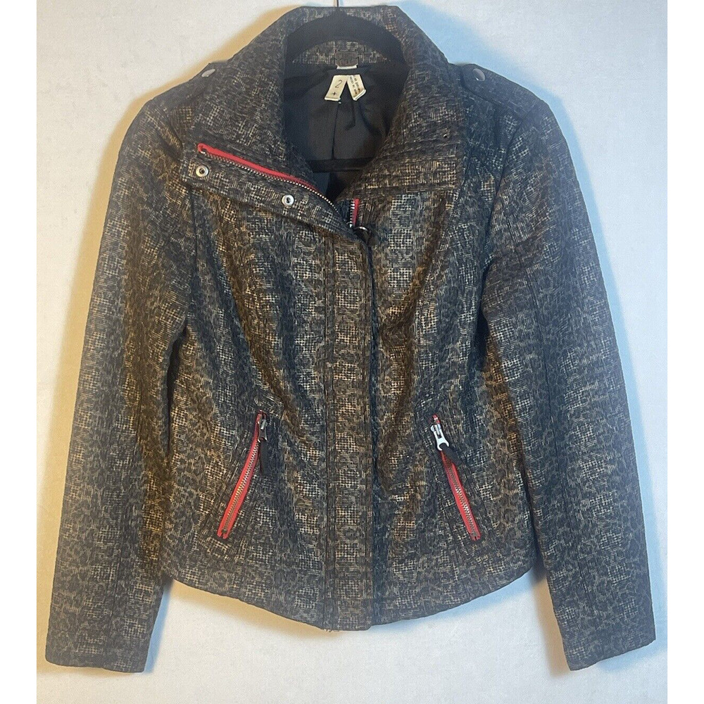 Free People We The Free Womens‎ Leopard Print Pop Moto Jacket Zip Front Size 2